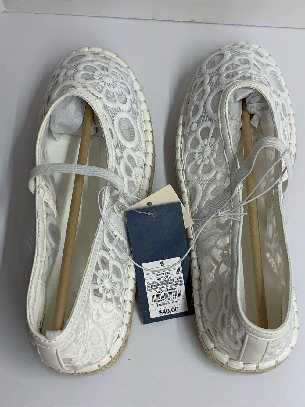 Women's White Lace Espadrille Flats